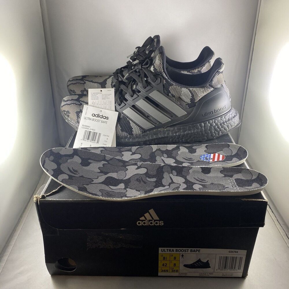 Adidas x Bape Ultra Boost 4.0 Black Camo Men’s 8.5 G54784 Bathing Ape